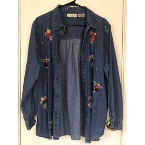 Vintage Angel Stitched Denim Shirt Cotton plus 1x